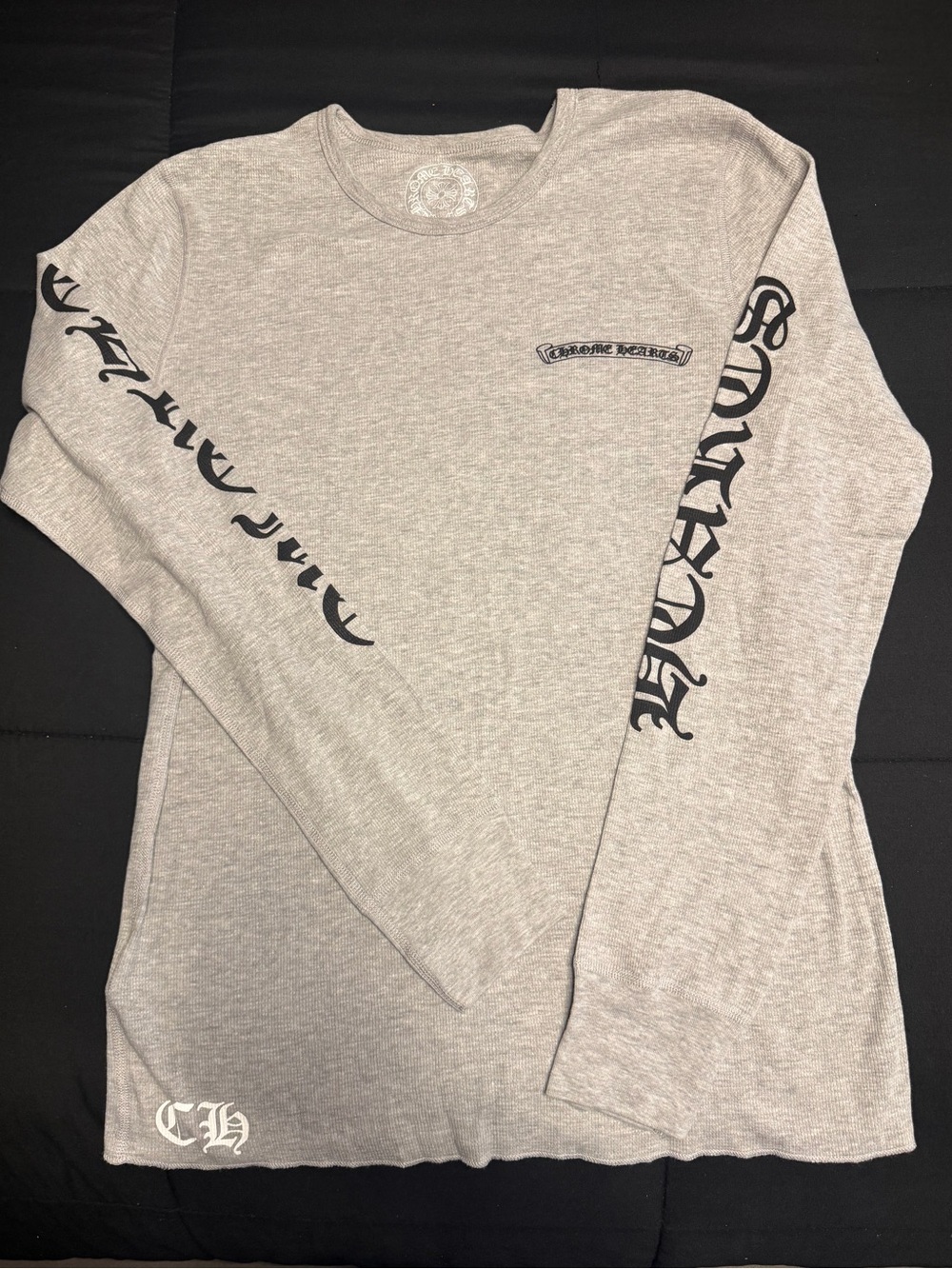 Chrome Hearts Grey Scroll Logo Waffle Thermal Long Sleeve – Large